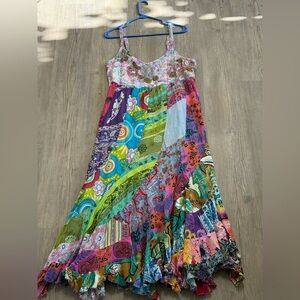 Silver Stream Vintage Women’s Large Patchwork Boho Colorful Dress